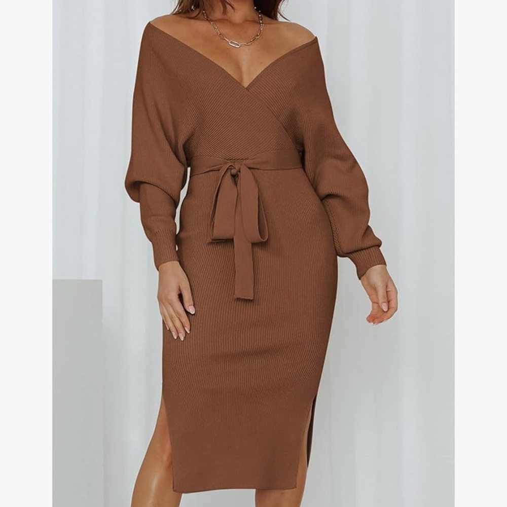 Sweater Wrap Dress - Picture 2 of 6